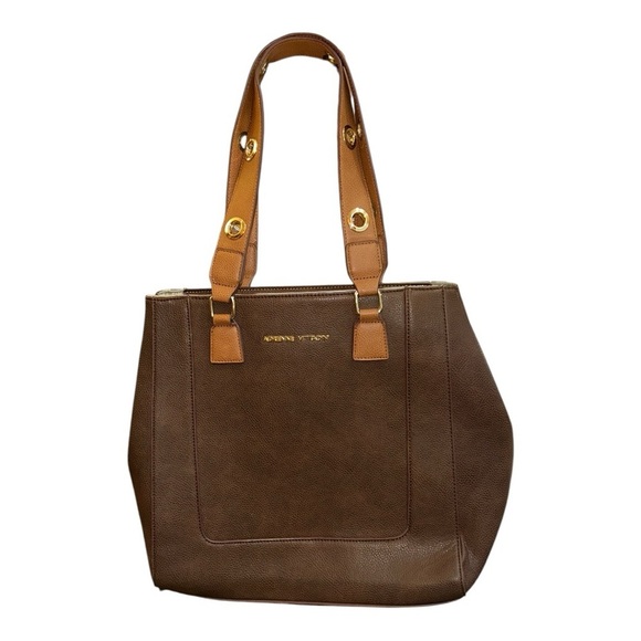 Adrienne Vittadini Tote Handbag Brown pre-loved excellent condition faux leather - Picture 2 of 11